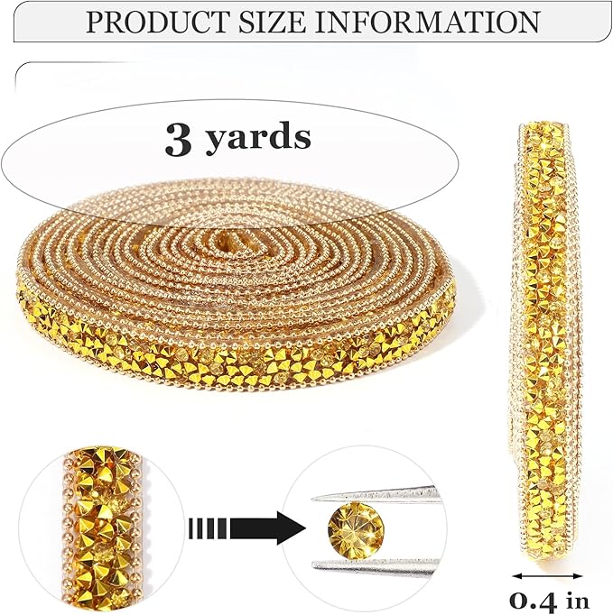 Rhinestone Ribbon 3 Yards Self Adhesive Rhinestone Strips Diamond Ribbon - Image 4
