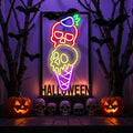Halloween Ice Cream Skull Neon Sign, Quirky Gothic LED Wall Art, Skull Neon by Mingxigo