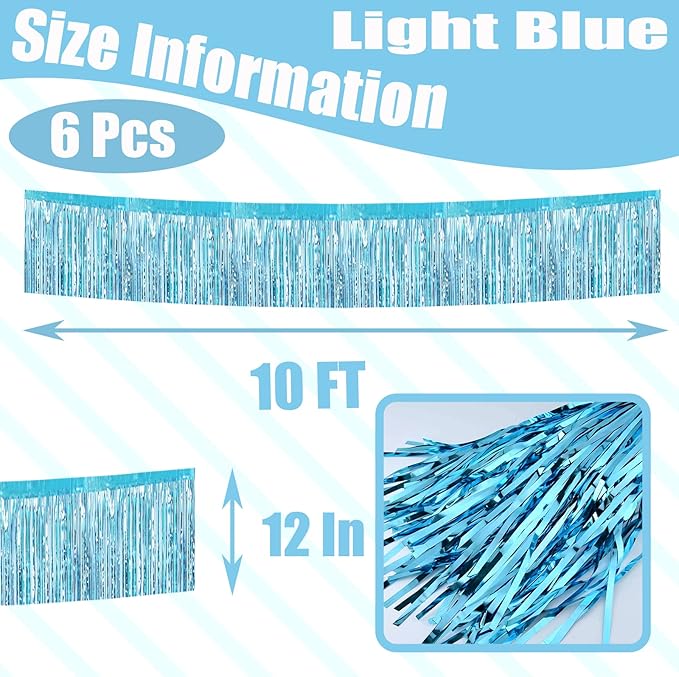6 Pack 10 Feet Foil Fringe Garland Metallic Tinsel Streamers Banner Wall - Image 2