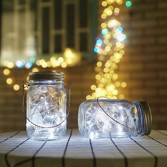 Solar Mason Jar Lights, 12 Pack 30 LED Waterproof Lid Light - Image 2
