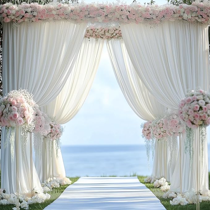 60ftx12ft Wrinkle Free Ivory Backdrop Curtain, 12 Panels 12FT Height Ivory - Image 8