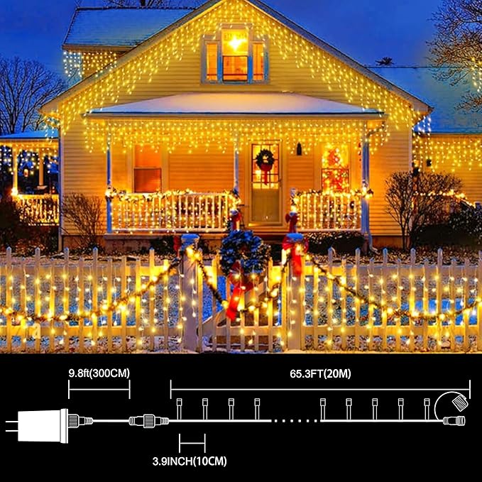LAMPHOME 66ft Christmas Decorative Mini Lights, 200 LED Transparent Wire Fairy - Image 4
