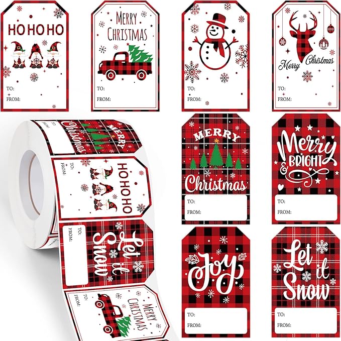 Zonon 720 Pieces Self Adhesive Christmas Gift Tag Xmas Kraft Name Tags Natural by Zonon