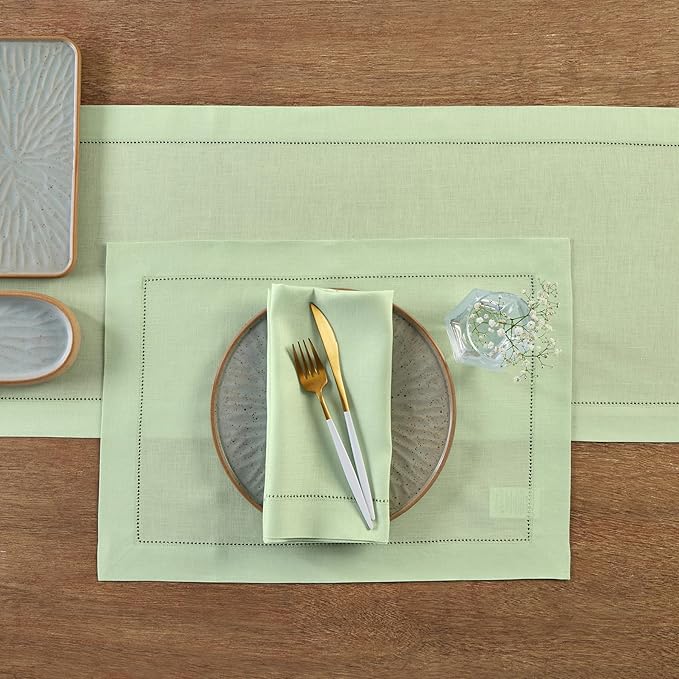 Solino Home Linen Light Green Table Runner 72 Inches Long - Image 6