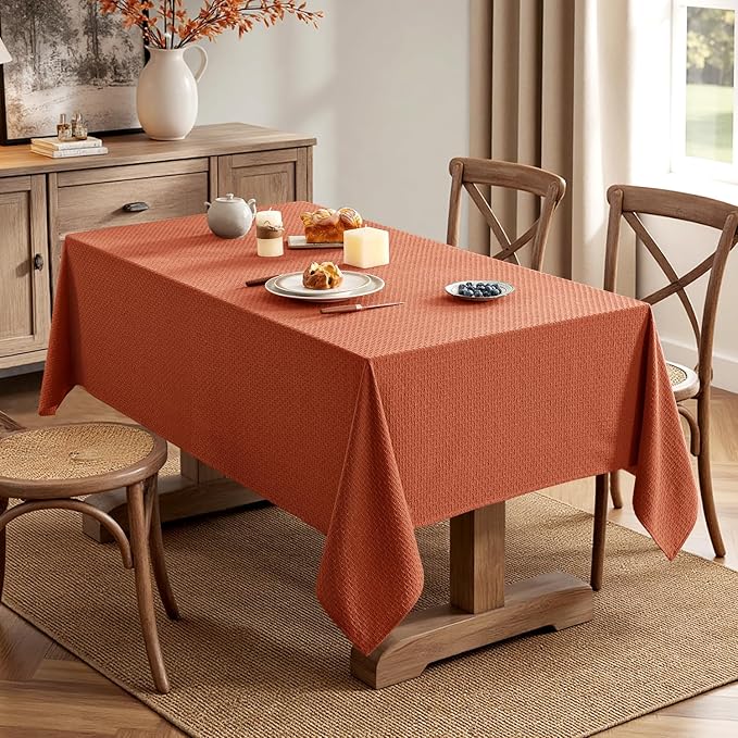 MIULEE Fall Tablecloth Burnt Orange Linen Cottton Table Cloth Rectangle - Image 4