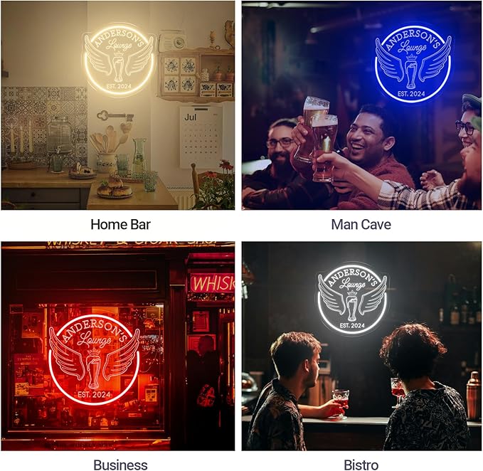 Custom Lounge Neon Sign for Home Bar Wall Decor, Personalized LED Neon Bar Name - Image 7