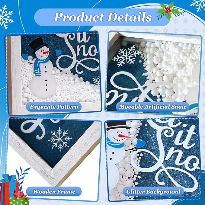 Christmas Wooden Tabletop Sign Blue Snowman - Image 3