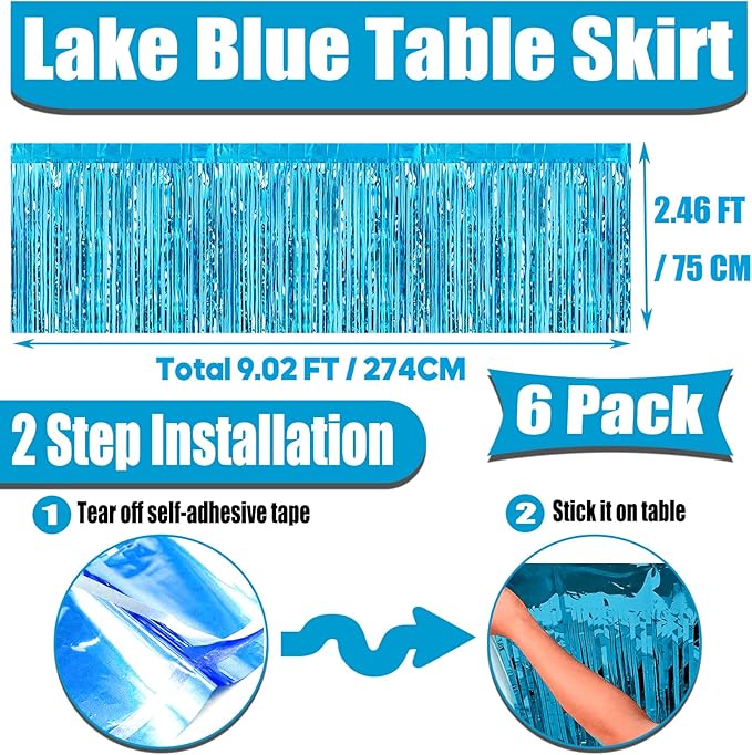 6 Pack 29x108 Inch Metallic Foil Fringe Tinsel Table Skirts Banner - Image 2