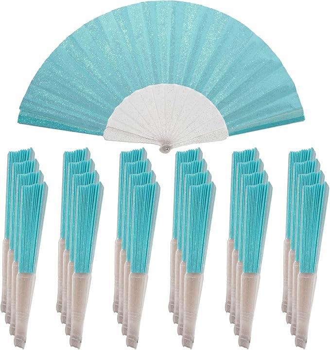 24 Pack Handheld Fan, Folding Hand Glitter Fan by SiissaPeksid
