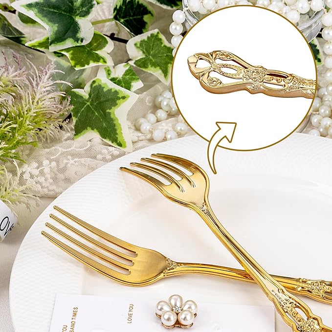 75PCS Gold Plastic Forks - Image 3