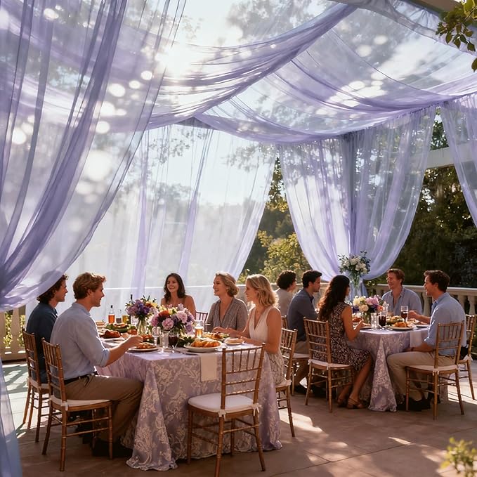 Wedding Arch Draping Fabric 29" x 18 FT Lavender Sheer Chiffon Outdoor Curtain - Image 3