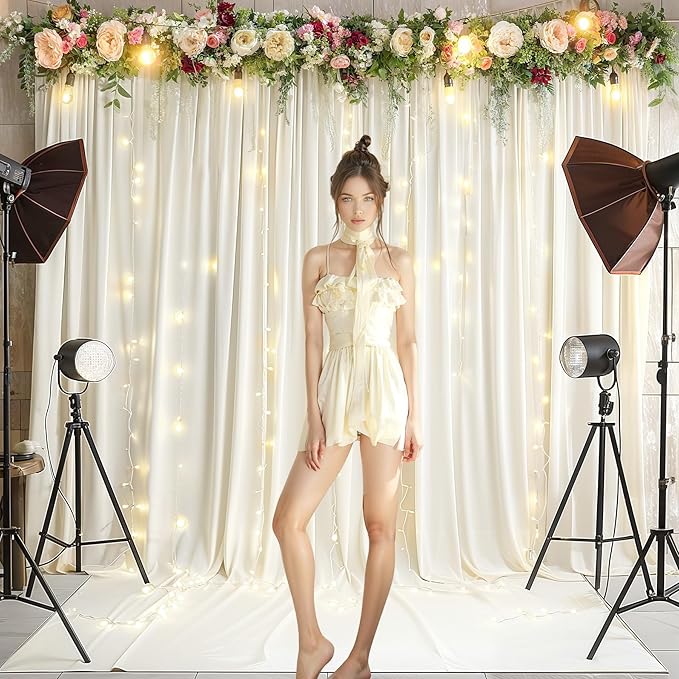 Ivory Backdrop Curtains with Lights - Image 6
