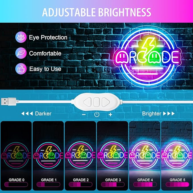Gamer Neon Sign for Gamer Room Decor, Dimmable Arcade Neon Signs for Wall Decor - Image 3