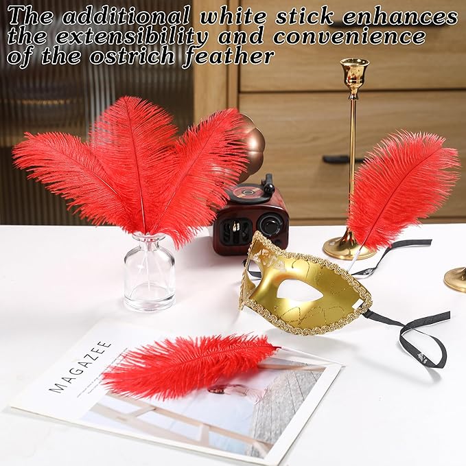 SOGUGOM Red Craft Ostrich Feathers - Image 5