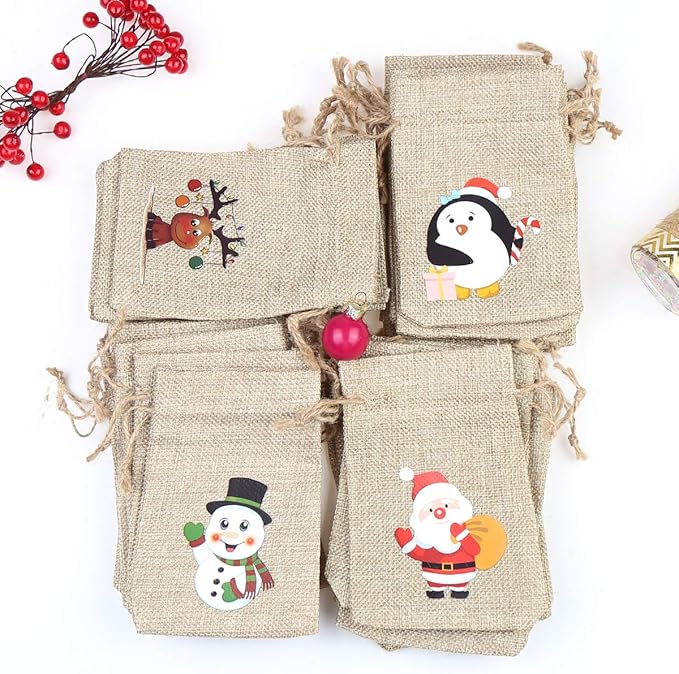 CCINEE 36pc Christmas Linen Bags - Image 4