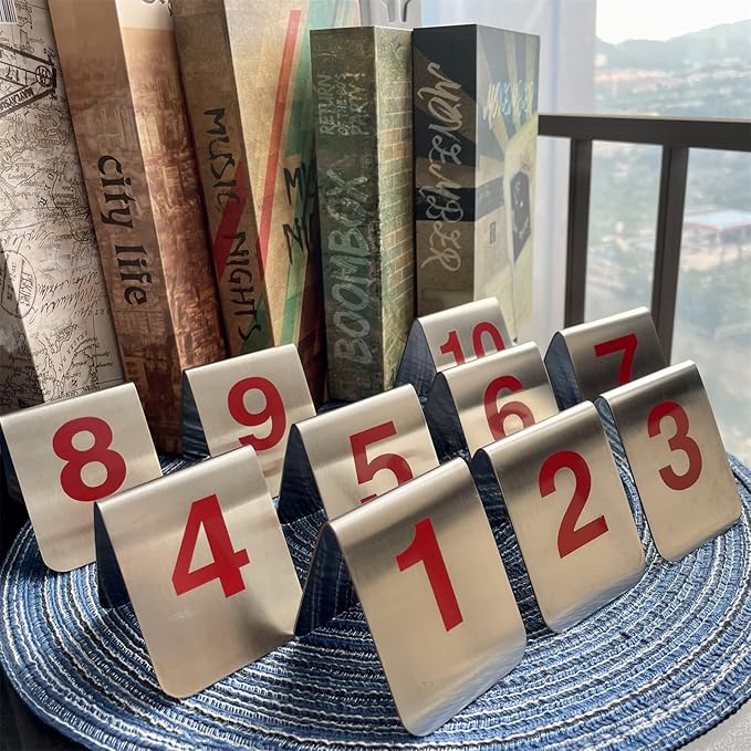 10 Pcs Metal Place Cards Stackable Tent Style Table Numbers，Place Card Holders - Image 3