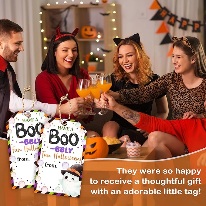 50 Pcs Halloween Tags with String, 2.1"×3.5" Ghost Paper Gifts Tags, Boo Trick - Image 7