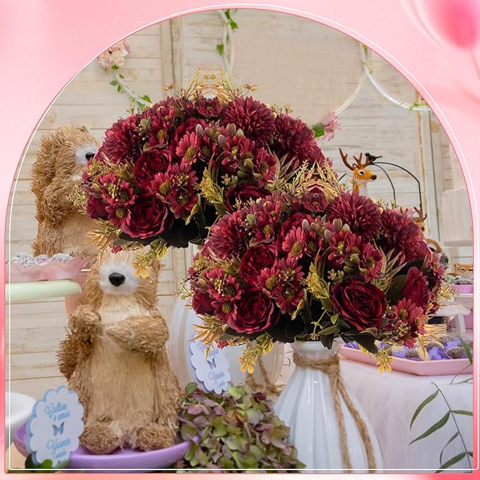 Tigeen Artificial Flowers Artificial Peonies Silk Flowers Faux Peony Fake Peony - Image 7