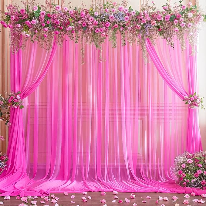 10x10ft Hot Pink Tulle Backdrop Curtain - Image 7
