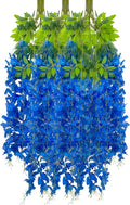12 Pack Royal Blue Wisteria Hanging Flowers Garland, 3.77 Feet Artificial by Luerbi