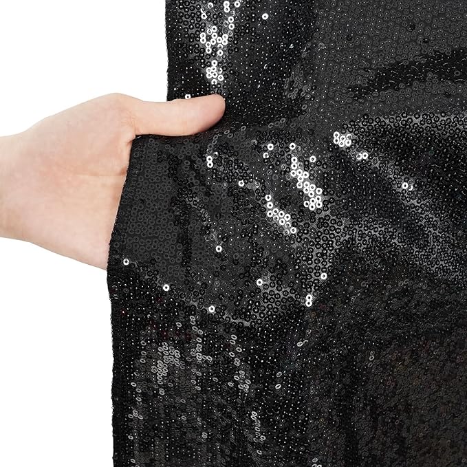 Poise3EHome 10Ft x 10Ft Black Sequin Backdrop Curtain, Glitter Thick Satin - Image 4
