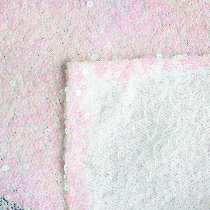 JYFLZQ White Iridescent Sequin Backdrop Curtains 4ft x 8ft 2 Panel Glitter - Image 3