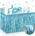 3 Pack 29 x108 Inch Light Blue Foil Fringe Table Skirts Metallic Banner by Mebiornt