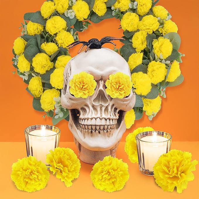 30 Pcs Artificial Marigold Flowers, 3.54" Silk Marigold Flower Heads - Image 6