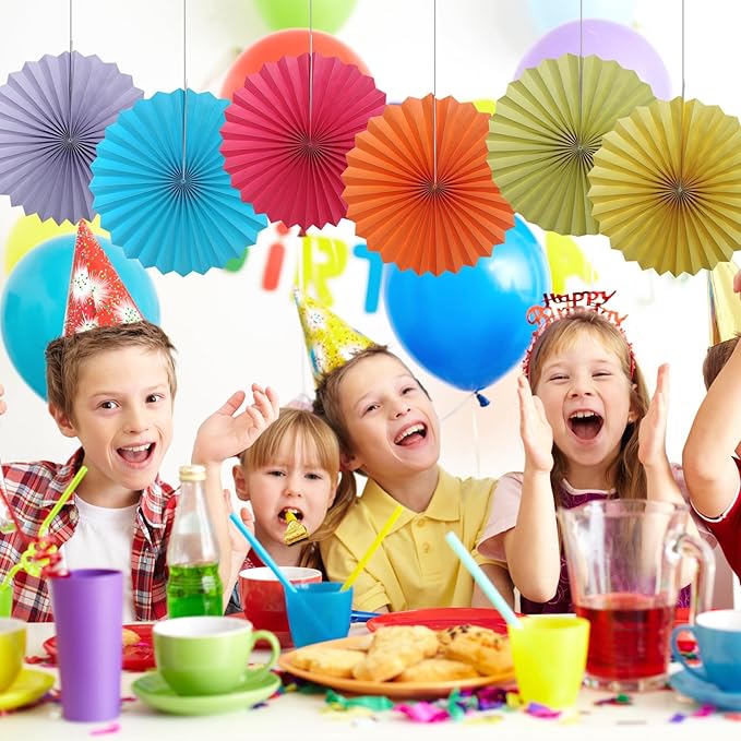 Purple Birthday Decorations, DIY Purple Paper Fans Hanging Decoration, Party - Image 7