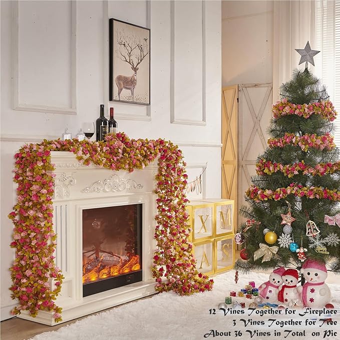8 Pcs x 8.2 ft Flower Garland Artificial Rose Vine Flowers - Image 6
