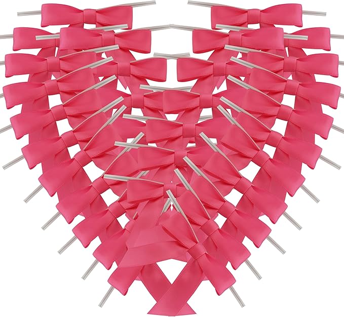 50pcs 2-1/2" Hot Pink Satin Ribbon Bows by Micomon