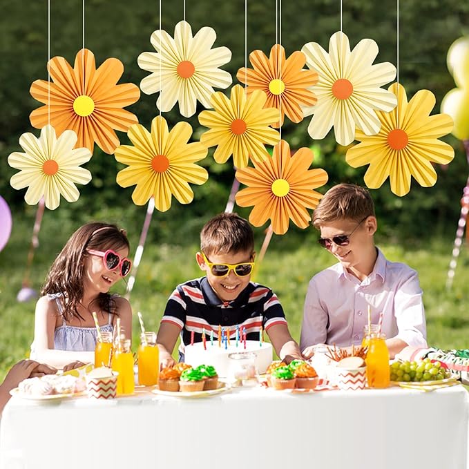 SUNBEAUTY 9 PCS Orange Paper Flowers Decorations - Image 6