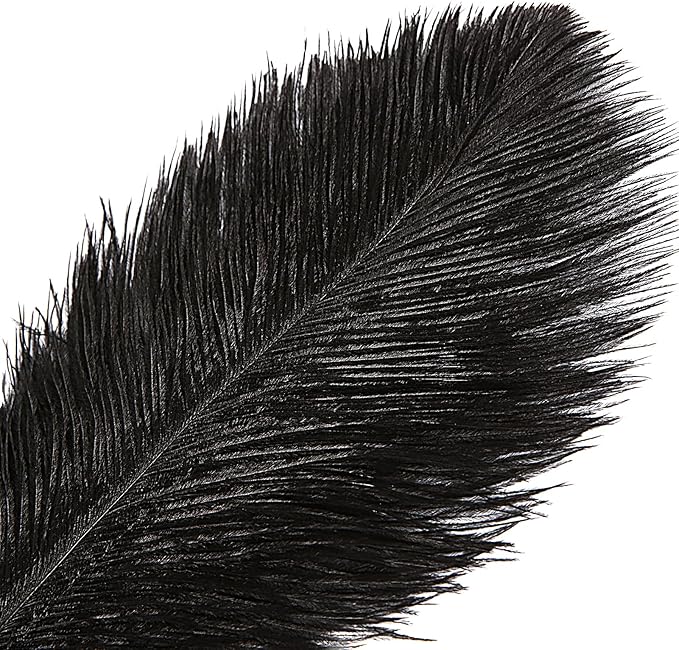 THARAHT Black Ostrich Feathers 12pcs Large Natural Bulk 14-16Inch 35cm-40cm - Image 3