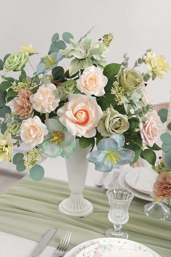Serra Flora Artificial Flower Combo Fake Peony Rose Silk Flowers - Image 4