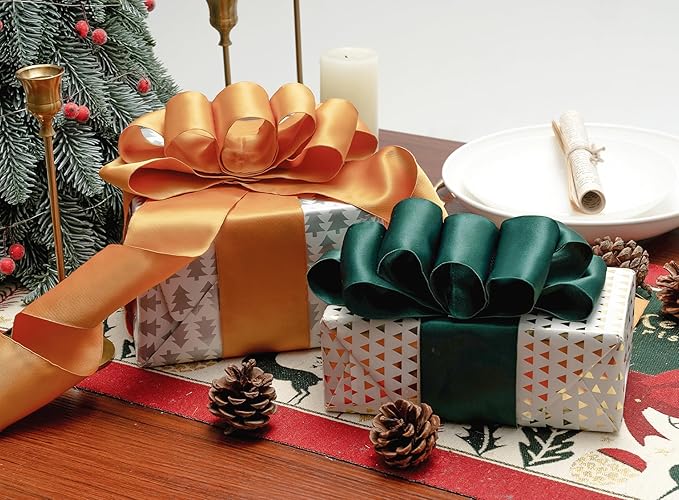 Orange Satin Ribbon Double-Faced Wired Ribbons - Image 5