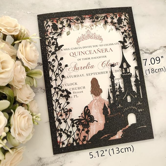 20PCS Castle Pocket Invitations, Quinceanera Invitations - Image 2