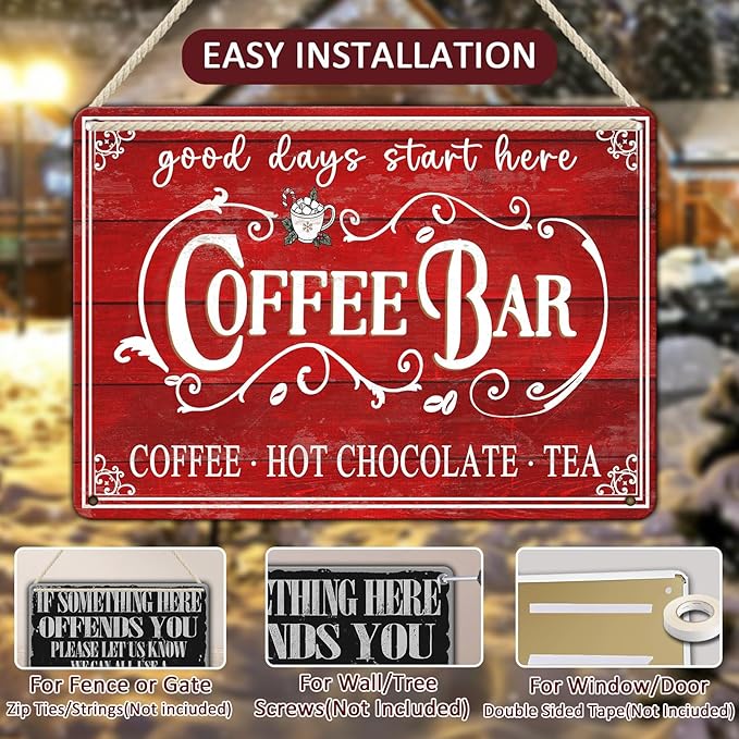 Vintage Christmas Coffee Bar Tin Sign - Image 3