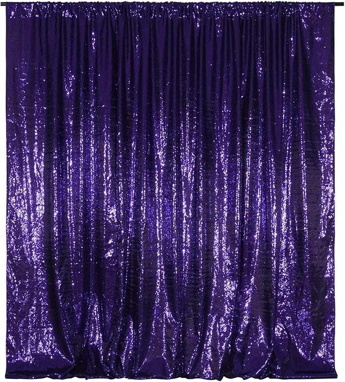 Poise3EHome 10Ft x 10Ft Purple Sequin Backdrop Curtain, Glitter Thick Satin - Image 7