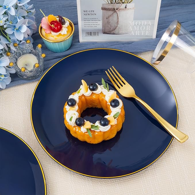 NOCCUR 350PCS Navy Blue Plastic Plates - Image 5
