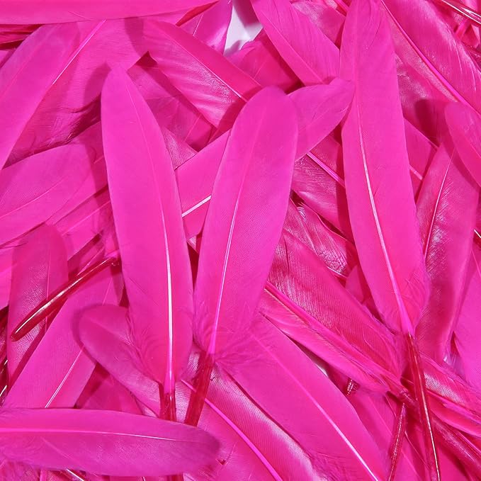 FeelfunFeather 120pcs Hot Pink Goose Cochettes Feather Natural Bulk 4-6 inch - Image 5