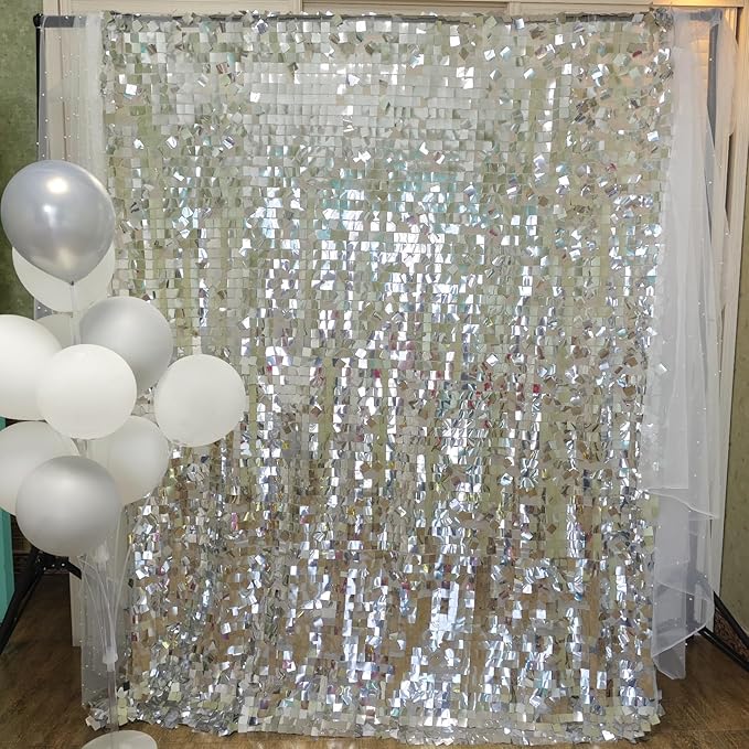 Silver Sequin Backdrop 8ft * 8ft 1 Panel, Shimmer Wall Backdrop Photobooth Props - Image 3