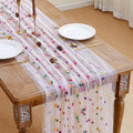 JIALE Pink Floral Table Runner, Embroidery Daisy Seasonal Table Decorations by JIALE