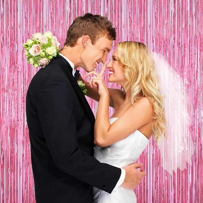 Pink Party Decorations, Metallic Tinsel Backdrop Fringe Curtains Backdrop - Image 5