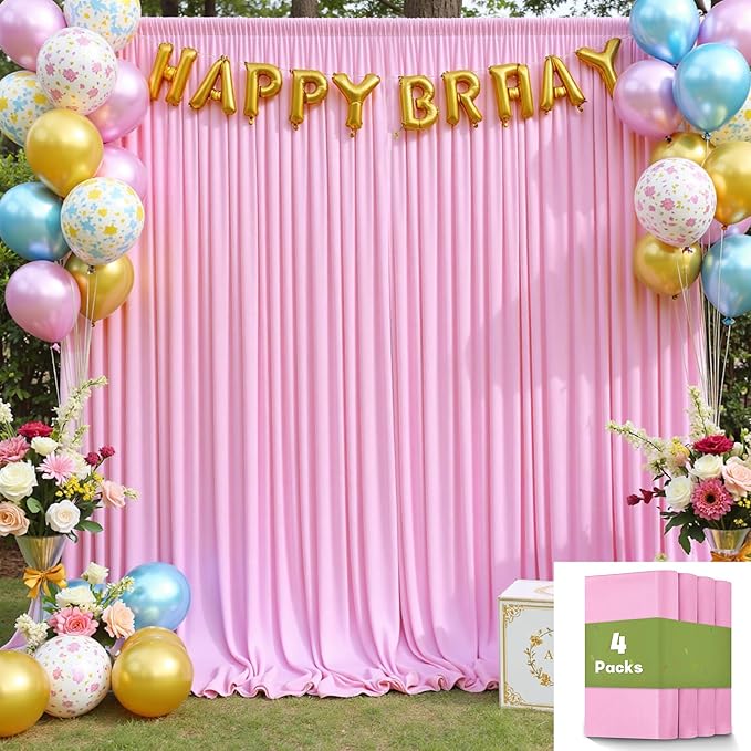 20ftx10ft Wrinkle Free Pink Backdrop Curtain by CO-AVE