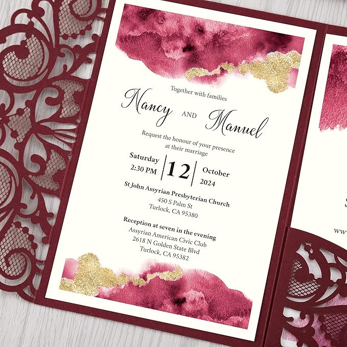 DORIS HOME 50PCS Laser Cut Wedding Invitations - Image 4