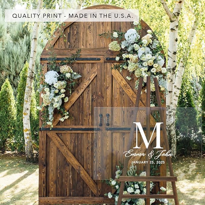 Andaz Press Custom Large Wedding Acrylic Sign, 16 x 24 Inches, Classic Monogram - Image 5