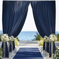 10ftx14FT Wrinkle Free Navy Blue Backdrop Curtain, 2 Panels 14FT Height Navy by LeegleriTableSkirt