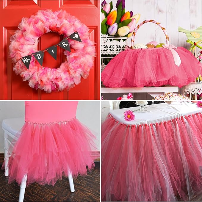 Coral Tulle Fabric Rolls 6 Inch by 200 Yards Fabric Spool Tulle Ribbon - Image 6