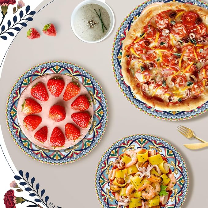 100PCS Boho Paper Plates–Vintage Bohemian Style Disposable Plates, Dessert - Image 3