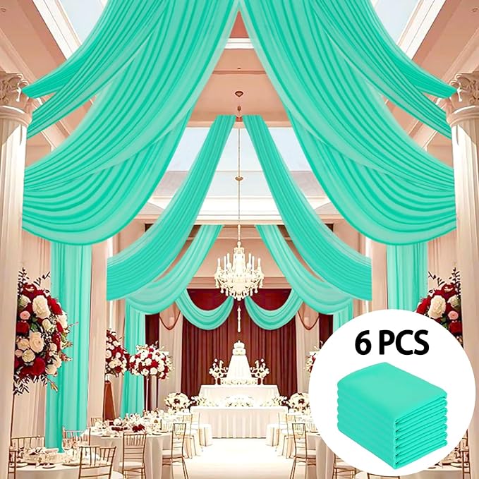 DUOBAO 5FTx20FT Mint Chiffon Ceiling Drapes | Elegant Wedding Backdrop | 6 - Image 5